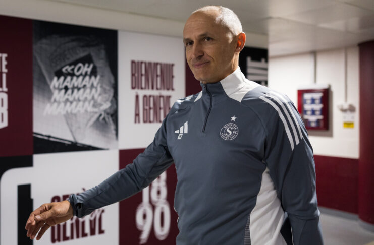 Thomas Häberli at Servette FC’s stadium in Geneva, preparing his team with focus and calm leadership.