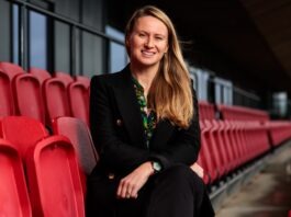 Lowri Roberts Appointed Bristol City Women Interim CEO Lowri Roberts sits in the stands at Bristol City Women after being appointed Interim CEO under the new Mercury13 ownership.