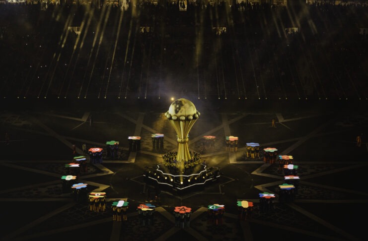 AFCON 2025 trophy ceremony in Morocco showcasing African nations, stadium spectacle and continental football unity.