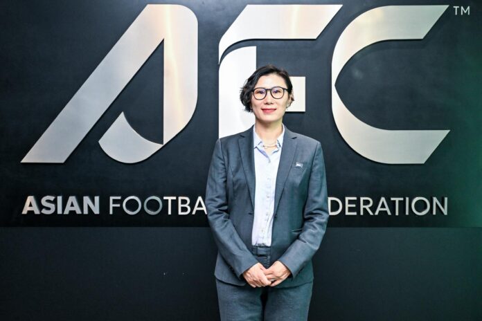 Bai Lili at AFC headquarters discussing women’s football development in Asia