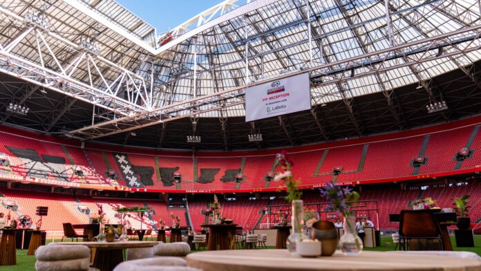 Soccerex Europe setup inside the Johan Cruyff Arena in Amsterdam ahead of the football business conference.